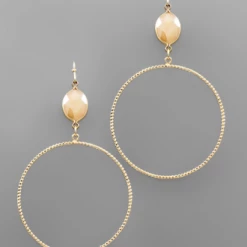 Purple Door Boutique Natural Crystal Hoop Earrings Jewelry