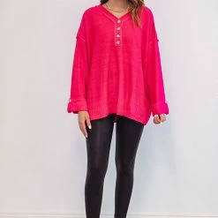 Purple Door Boutique Ladies' Totally In Love Hot Pink Sweater
