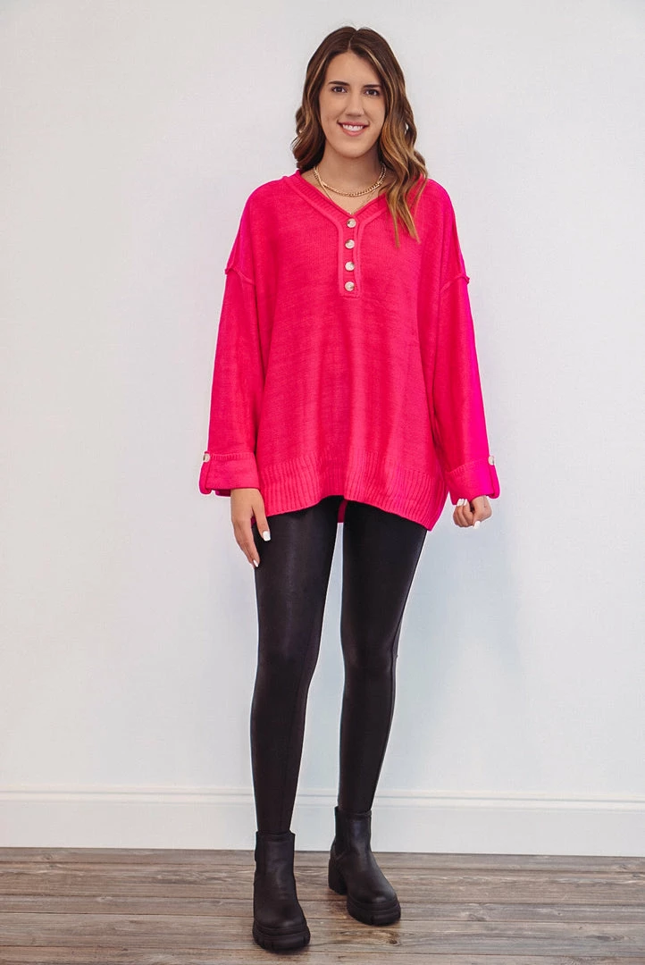 Purple Door Boutique Ladies' Totally In Love Hot Pink Sweater 2 Purple Door Boutique Ladies' Totally In Love Hot Pink Sweater