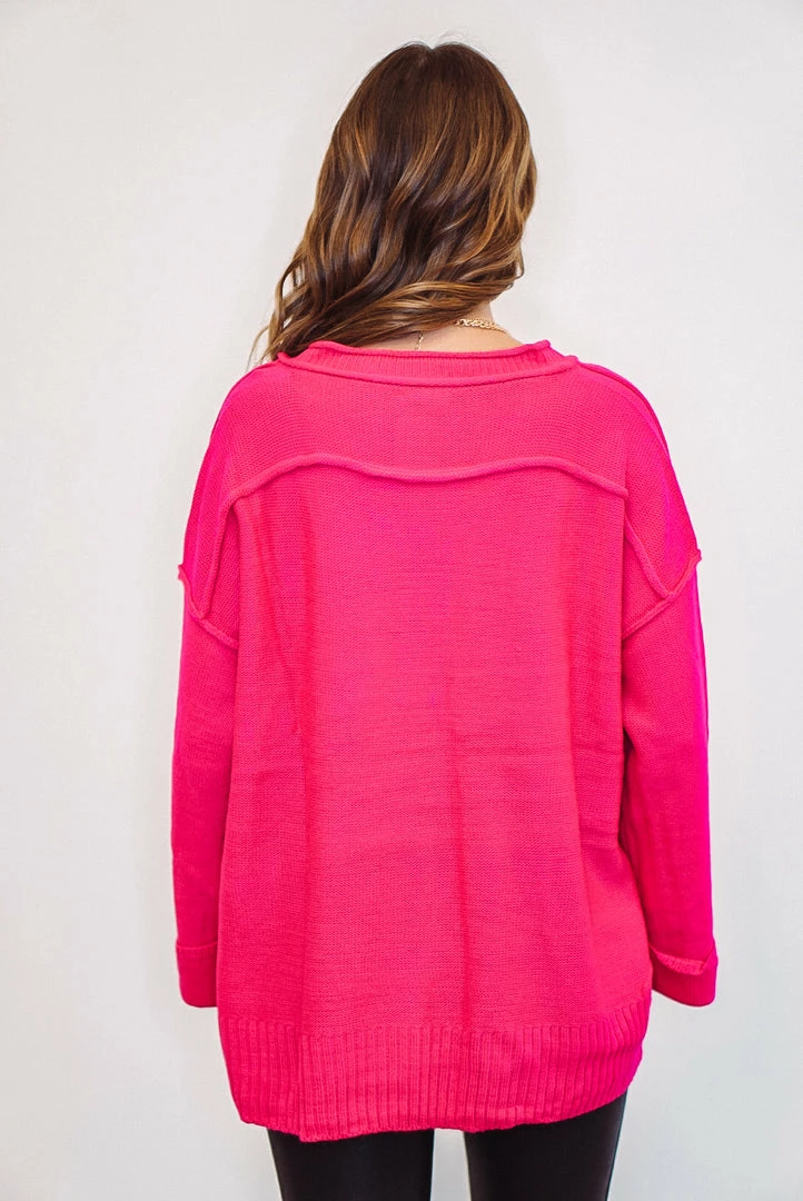 Purple Door Boutique Ladies' Totally In Love Hot Pink Sweater 5 Purple Door Boutique Ladies' Totally In Love Hot Pink Sweater