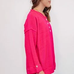 Purple Door Boutique Ladies' Totally In Love Hot Pink Sweater 8 Purple Door Boutique Ladies' Totally In Love Hot Pink Sweater