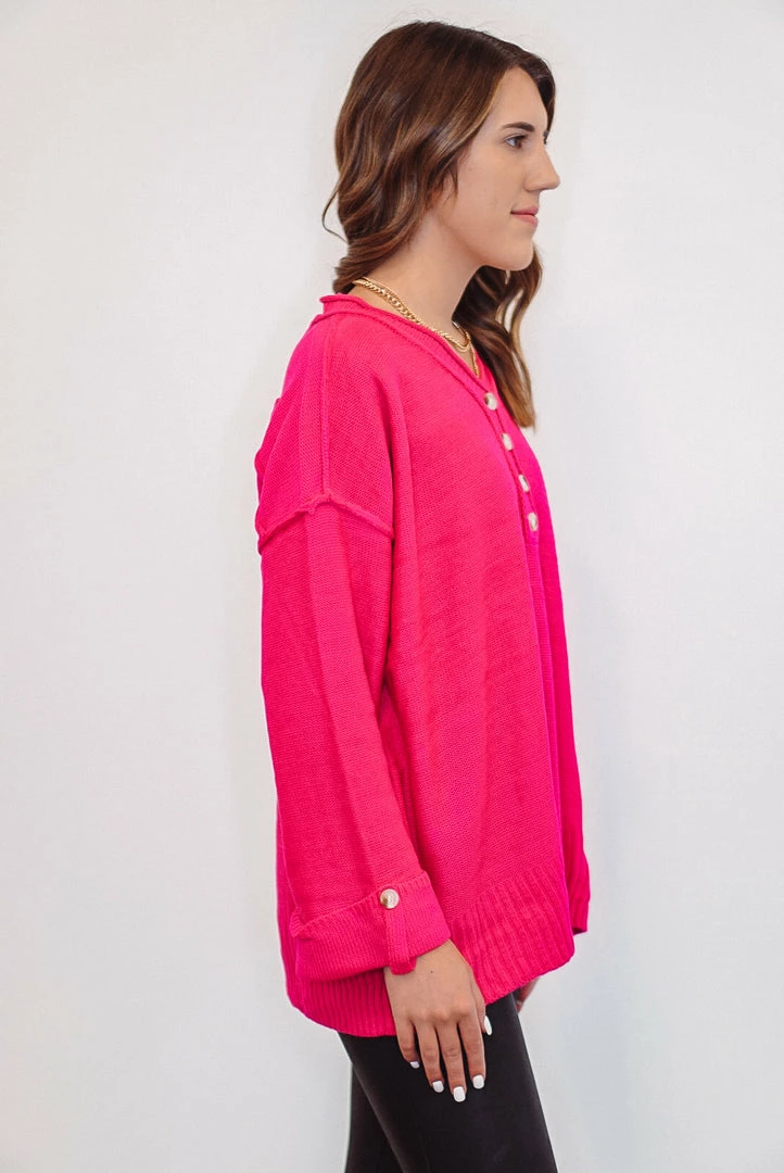 Purple Door Boutique Ladies' Totally In Love Hot Pink Sweater 4 Purple Door Boutique Ladies' Totally In Love Hot Pink Sweater