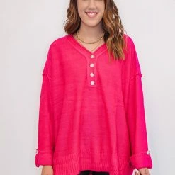 Purple Door Boutique Ladies' Totally In Love Hot Pink Sweater