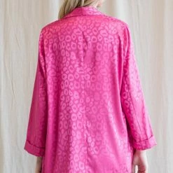 Purple Door Boutique Monochromatic Hot Pink Satin Blazer Ladies'