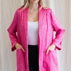 Purple Door Boutique Monochromatic Hot Pink Satin Blazer Ladies'