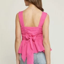 Purple Door Boutique Hot Pink Ruched Peplum Top New Arrivals