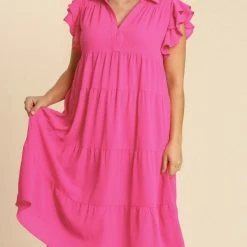 Purple Door Boutique Sweet Surprise Hot Pink Midi Dress
