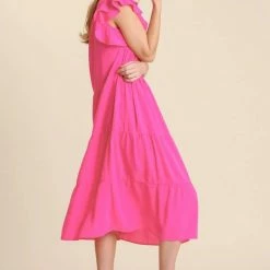 Purple Door Boutique Sweet Surprise Hot Pink Midi Dress
