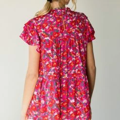 Purple Door Boutique New Arrivals Hot Pink Floral Babydoll Top