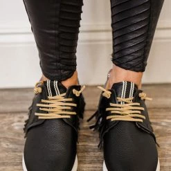 Shu Shop Shoes Pepa Fringe Black Sneaker