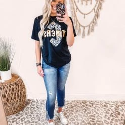 Purple Door Boutique Commerce Tigers Black Tee Ladies'