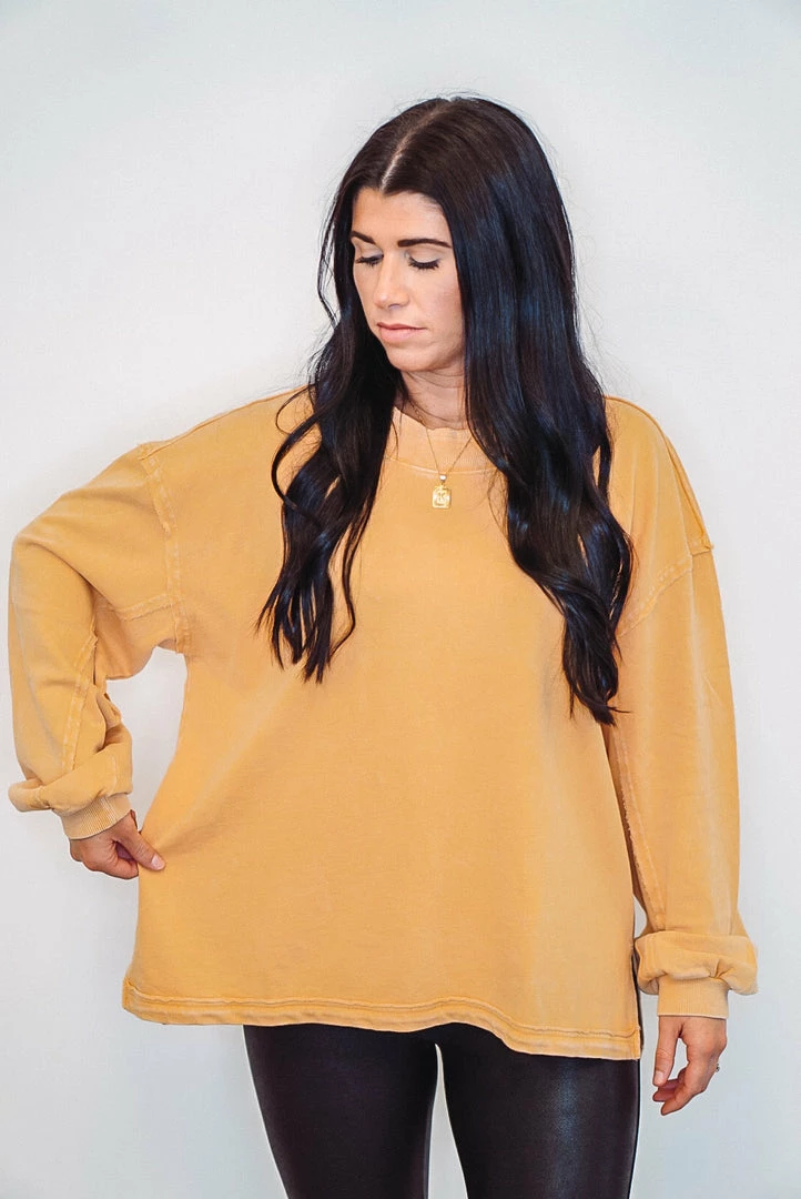 Purple Door Boutique Washed Terry Knit Mustard Top 3 Purple Door Boutique Washed Terry Knit Mustard Top