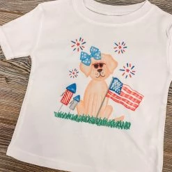 Purple Door Boutique Youth USA Puppy White Tee New Arrivals