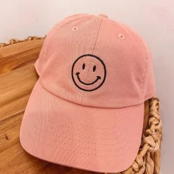 Purple Door Boutique Smiley Face Mauve Baseball Cap