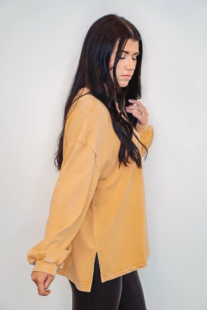 Purple Door Boutique Washed Terry Knit Mustard Top 4 Purple Door Boutique Washed Terry Knit Mustard Top