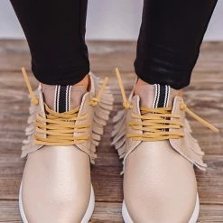 Shu Shop Shoes Pepa Fringe Gold Sneakers