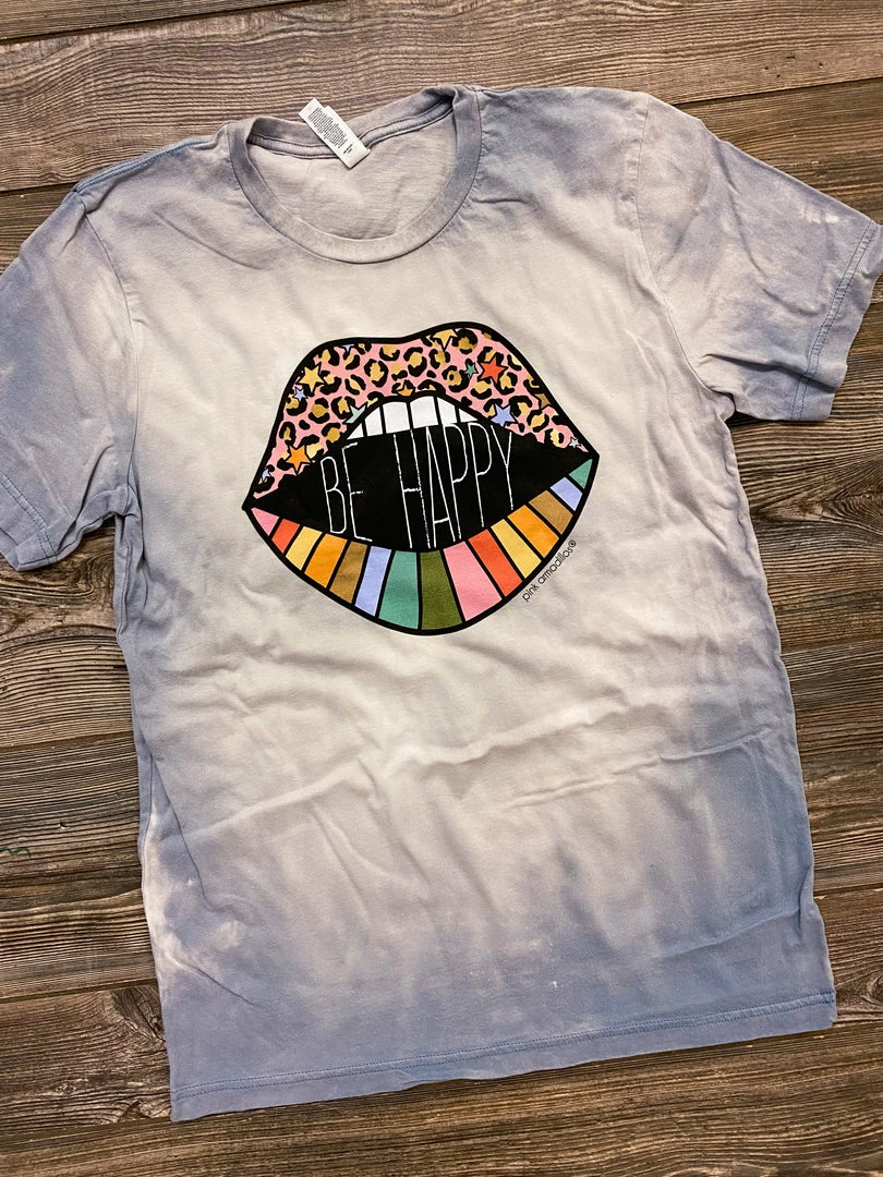 Purple Door Boutique Summer SALE Be Happy Bleached Graphic Tee 1 Purple Door Boutique Summer SALE Be Happy Bleached Graphic Tee