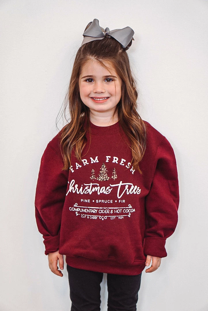 Purple Door Boutique Youth Christmas Tree Burgundy Graphic Sweatshirt 1 Purple Door Boutique Youth Christmas Tree Burgundy Graphic Sweatshirt