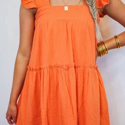 Purple Door Boutique Orange Delight Tiered Midi Dress 8 Purple Door Boutique Orange Delight Tiered Midi Dress