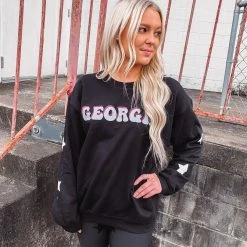 Purple Door Boutique Georgia Stars Black Sweatshirt