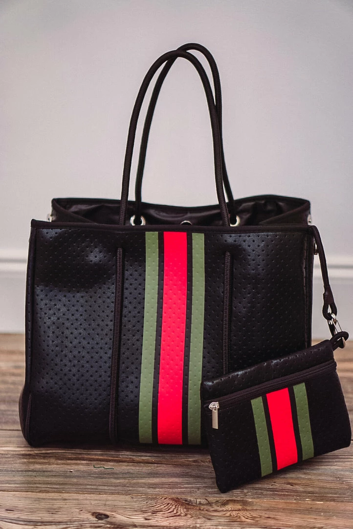 Purple Door Boutique Classy Black Neoprene Tote Bag 1 Purple Door Boutique Classy Black Neoprene Tote Bag