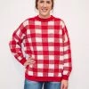 Purple Door Boutique Favorite Plaid Red Boxy Sweater New Arrivals