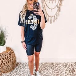 Purple Door Boutique Commerce Tigers Black Tee Ladies'