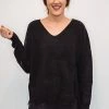The Purple Door Boutique Distressed Love Black Knit Sweater