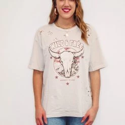 Purple Door Boutique Ladies' Wild & Free Longhorn Graphic Tee