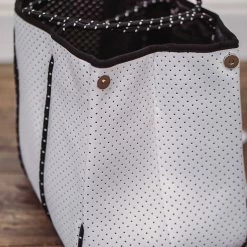 Purple Door Boutique Classy White Neoprene Tote Bag