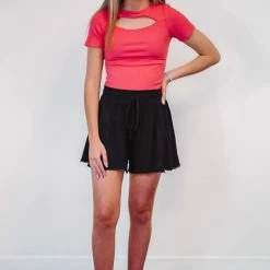 The Purple Door Boutique Better Views Coral Ribbed Top