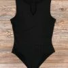 Purple Door Boutique Basic Black Ribbed Bodysuit New Arrivals