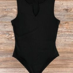 Purple Door Boutique Basic Black Ribbed Bodysuit New Arrivals