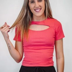 The Purple Door Boutique Better Views Coral Ribbed Top