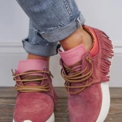 Esseutesse Strawberry Suede Fringe Sneakers