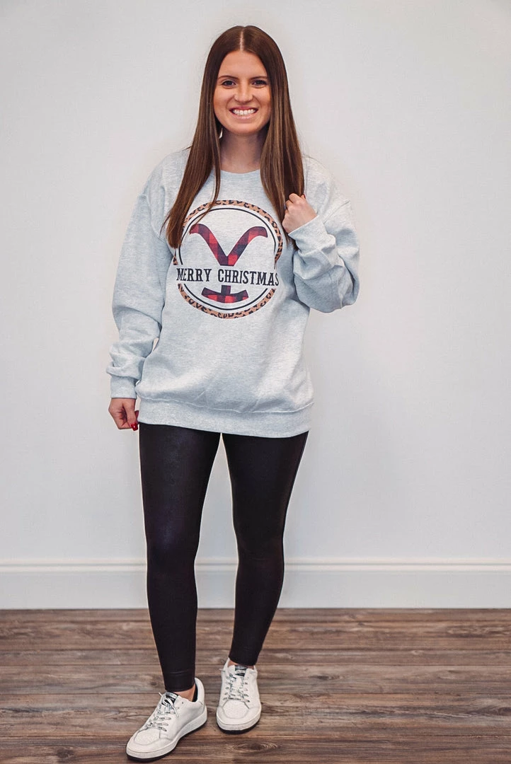 Purple Door Boutique New Arrivals Yellowstone Christmas Ash Grey Sweatshirt 3 Purple Door Boutique New Arrivals Yellowstone Christmas Ash Grey Sweatshirt