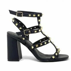 Shu Shop Huici Studded Black Heels Shoes