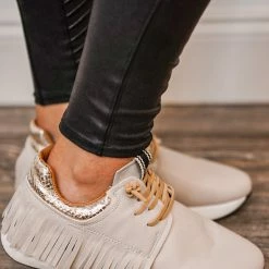 Shu Shop Shoes Pepa Fringe Beige Sneaker