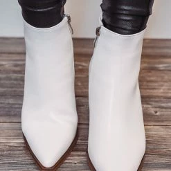 Purple Door Boutique Essence White Pointy Toe Booties