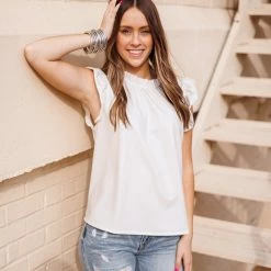 Purple Door Boutique Metallic Nights White Pleather Top New Arrivals