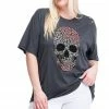 Purple Door Boutique Leopard Print Skull Black Tee New Arrivals
