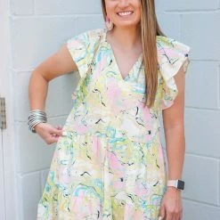 New Arrivals Buddy Love Ronnie Mini Dress Citron Marble