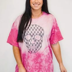 Purple Door Boutique CC Skull Acid Wash Pink Tee Summer SALE