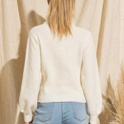 Purple Door Boutique Ivory Cut Out Ribbed Sweater