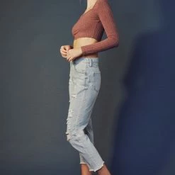 Kan Can Jeans Kan Can High Rise Distress Straight Fit Jeans