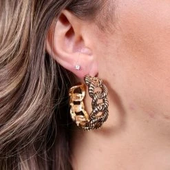 Purple Door Boutique Jewelry Gunter Metal Chain Gold Hoop Earrings