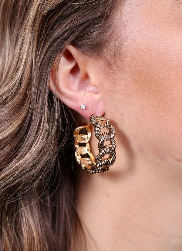 Purple Door Boutique Jewelry Gunter Metal Chain Gold Hoop Earrings 2 Purple Door Boutique Jewelry Gunter Metal Chain Gold Hoop Earrings