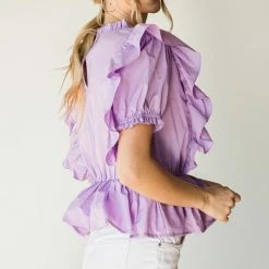 Purple Door Boutique Charming Lavender Peplum Top New Arrivals