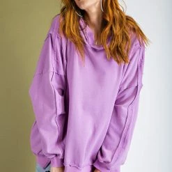 Purple Door Boutique Saturday Morning Washed Lavender Hoodie