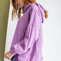Purple Door Boutique Saturday Morning Washed Lavender Hoodie